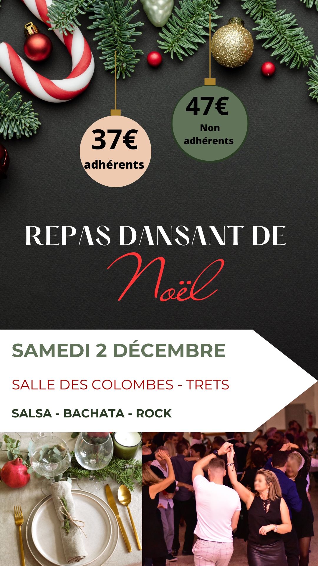 You are currently viewing ✨ REPAS DANSANT DE NOËL ✨                                                    Salsa, Bachata & Rock – TRETS